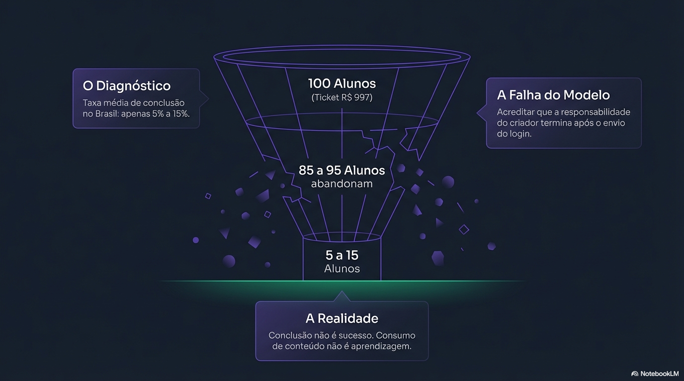 De 100 alunos, 85 a 95 abandonam. Taxa de conclusao no Brasil: apenas 5% a 15%